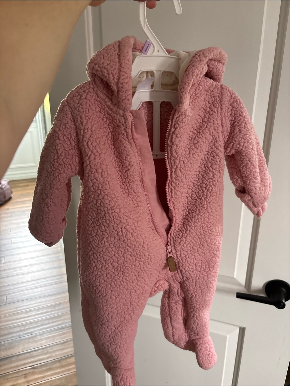Carter's Baby Pink Sherpa Hooded Footie One-Piece